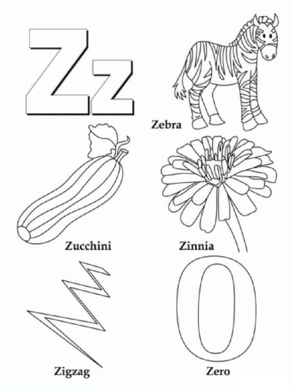 Dibujos de Letras Z para colorear
