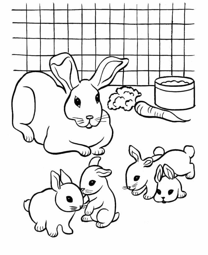 Dibujos de Linda familia de conejitos para colorear