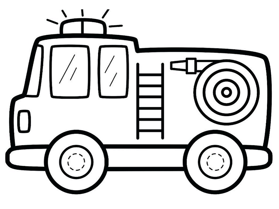 Dibujos de Lindo Camión de Bomberos para colorear