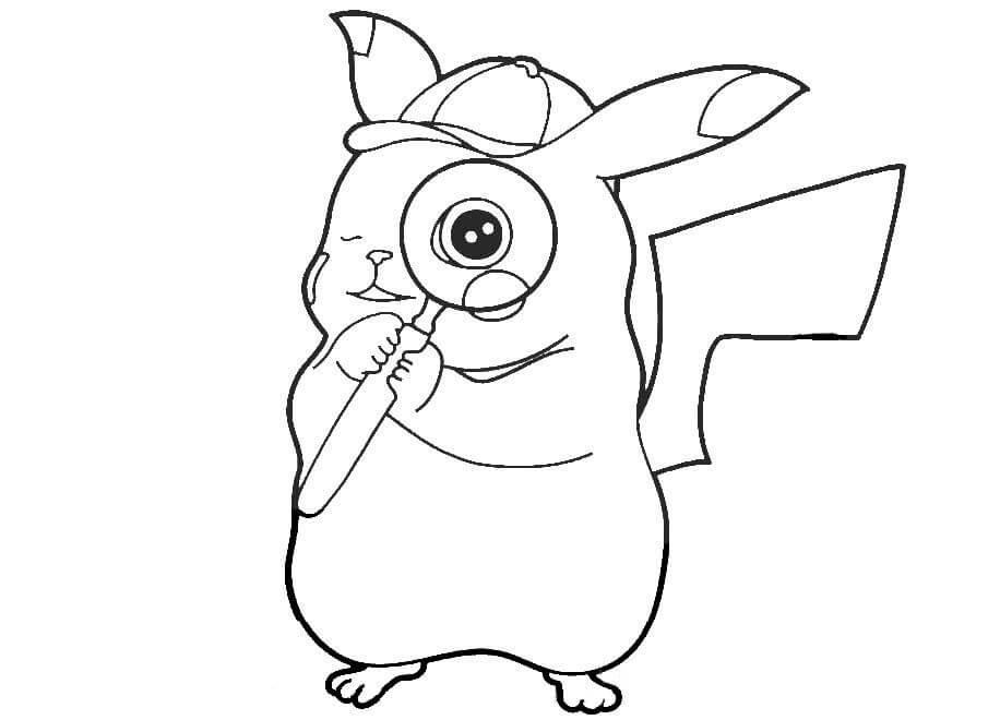 Dibujos de Lindo detective Pikachu para colorear