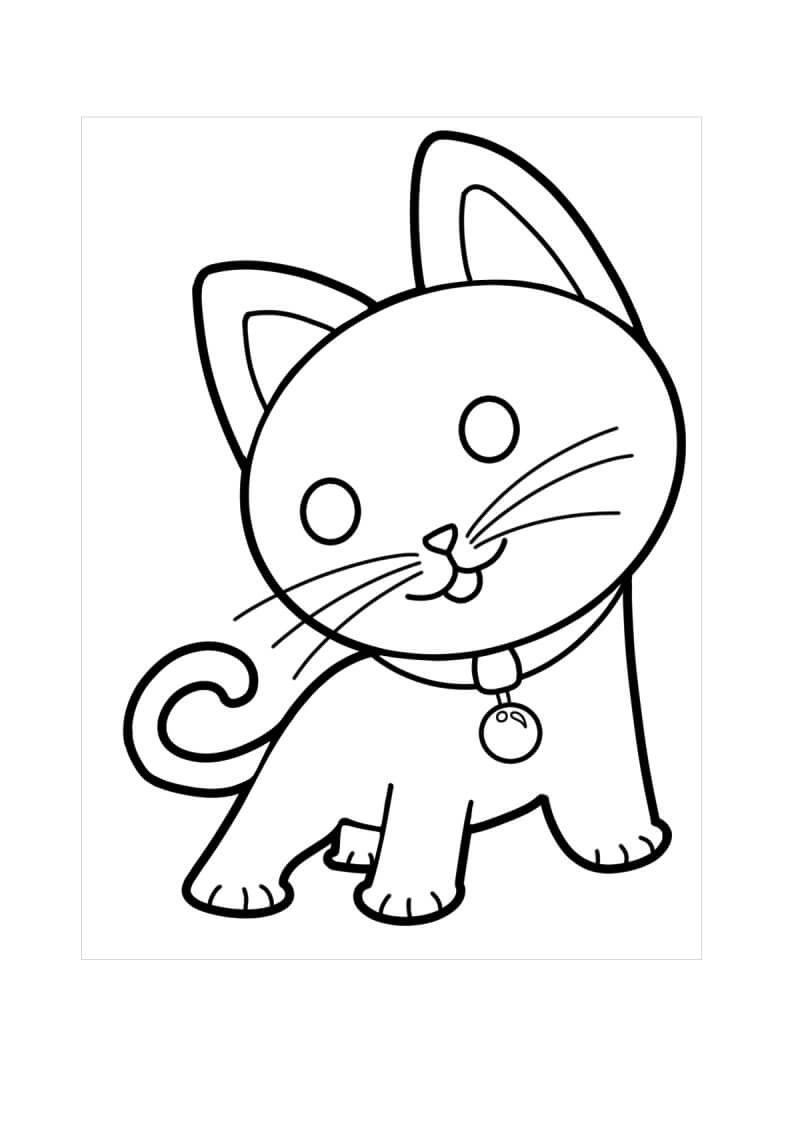 Dibujos de Lindo Gato Divertido para colorear