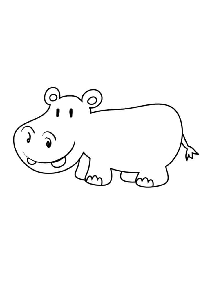 Dibujos de Lindo Hipopótamo Sonriente para colorear