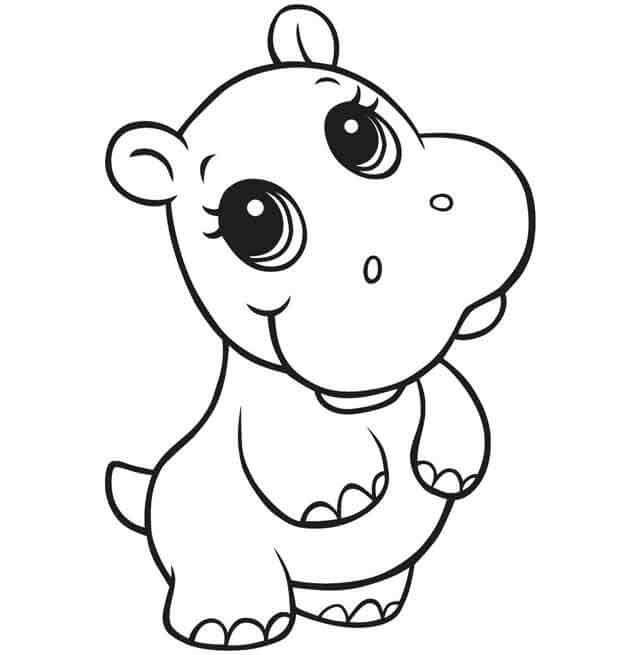 Dibujos de Lindo Hipopótamo para colorear
