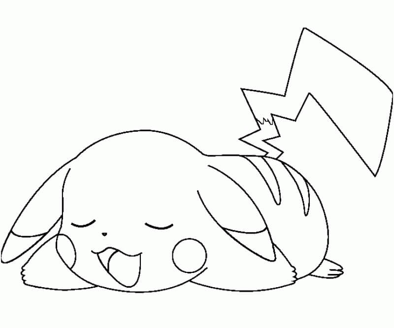Dibujos de Lindo Pikachu Durmiendo para colorear