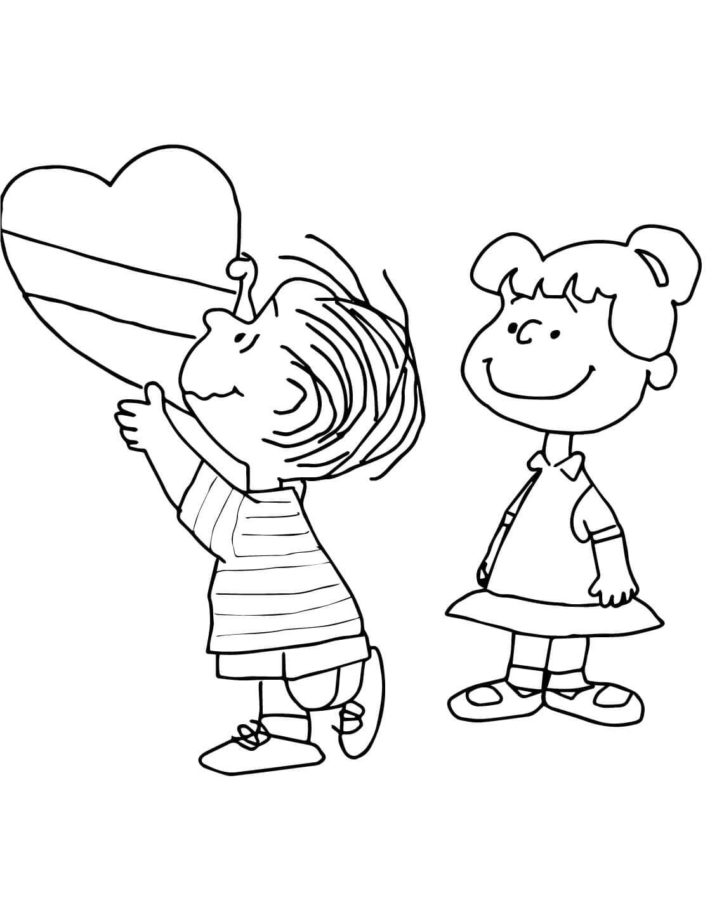 Dibujos de Linus Con un Gran San Valentín para colorear