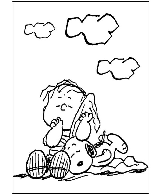 Dibujos de Linus Durmiendo Y Snoopy para colorear