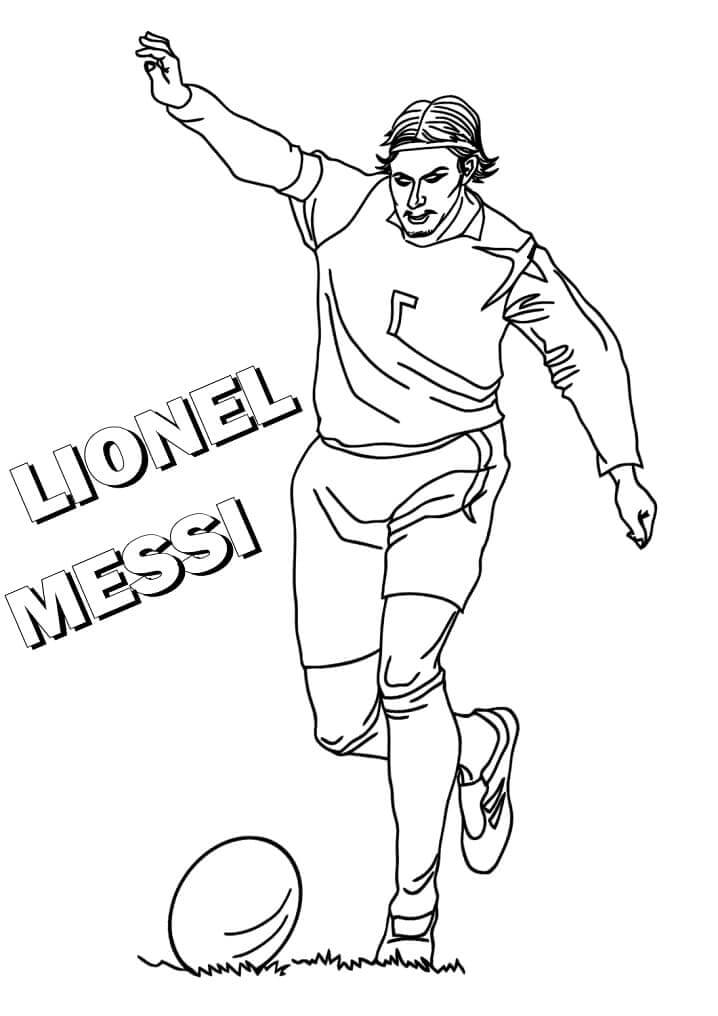 Dibujos de Lionel Messi está jugando al fútbol para colorear