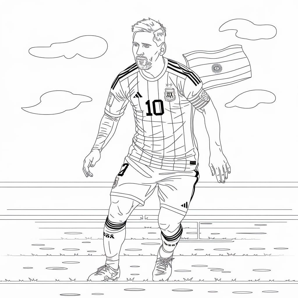 Lionel Messi está jugando para colorir