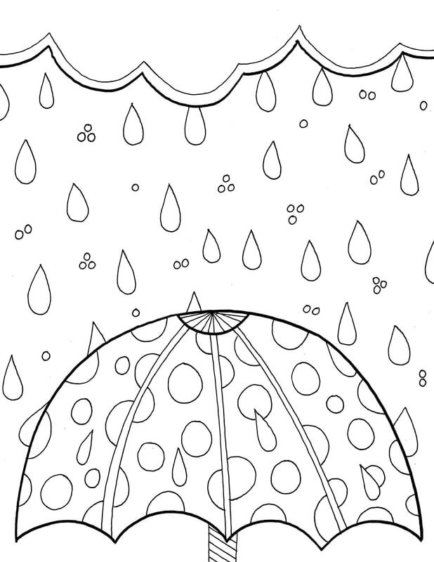 Dibujos de lluvia en Primavera para colorear