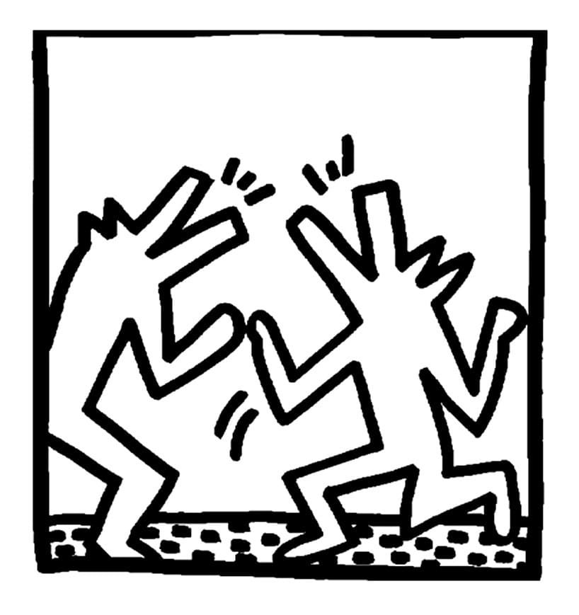 Dibujos de Lobos de Keith Haring para colorear