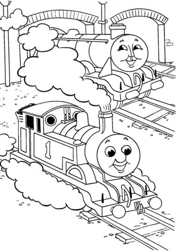 Locomotoras En Vías De Ferrocarril para colorir