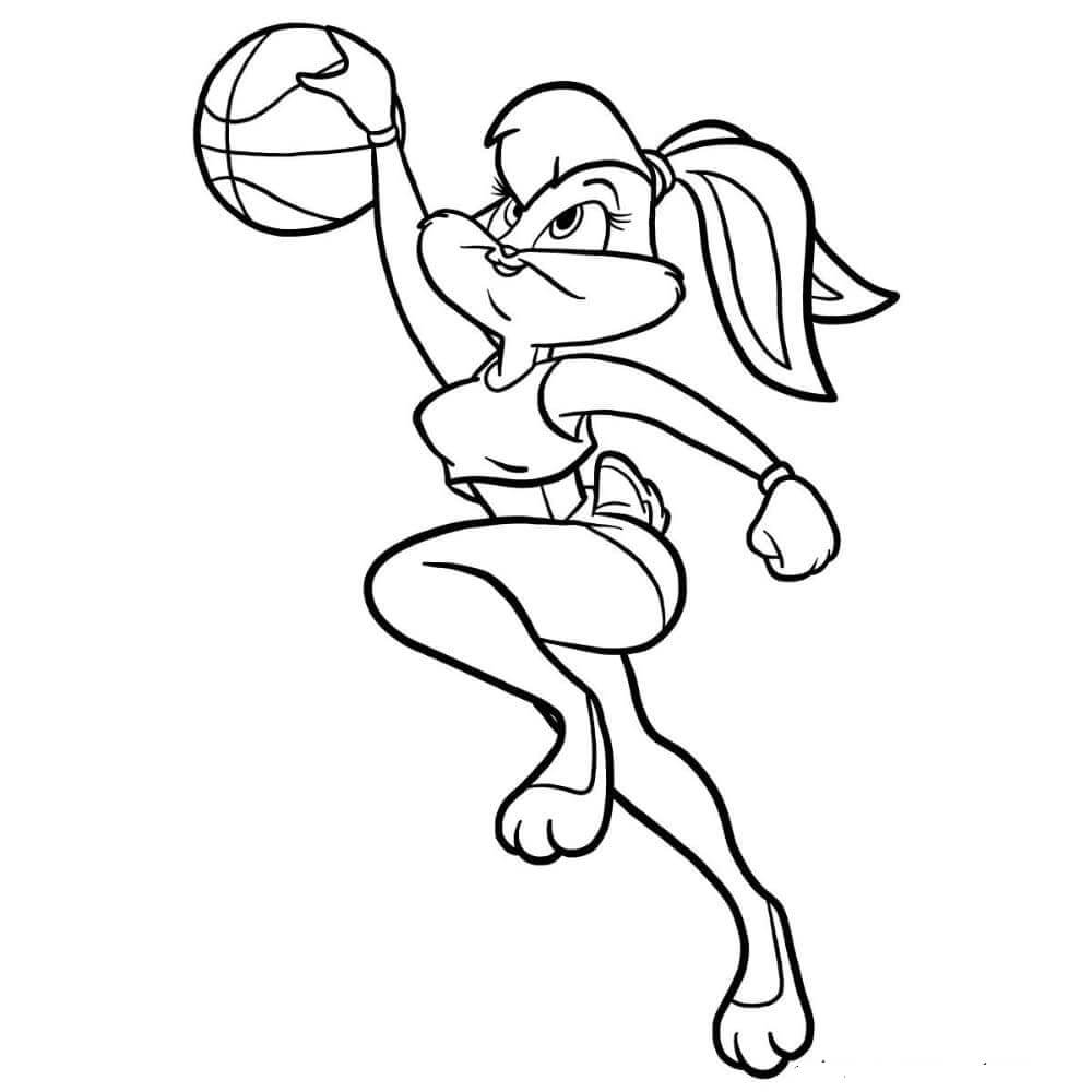 Dibujos de Looney Tunes Lola Bunny Juega Baloncesto para colorear