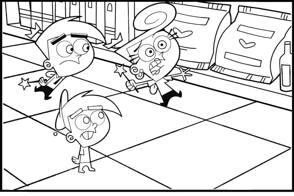 Dibujos de Los Padrinos Mágicos sencillo imprimible para colorear