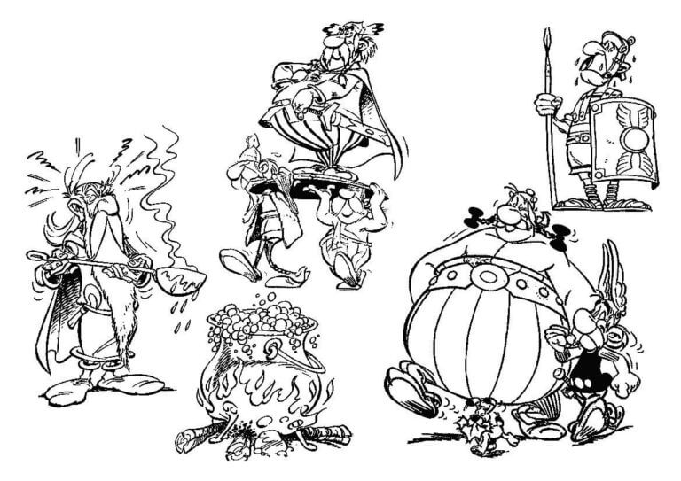 Dibujos de Los Personajes Principales de La Caricatura Astérix y Obélix para colorear