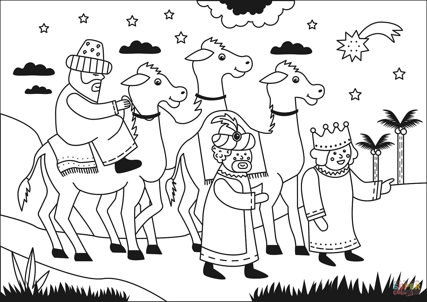 Dibujos de Los Reyes Magos 4 para colorear