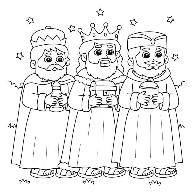 Dibujos de Los Reyes Magos divertido para colorear