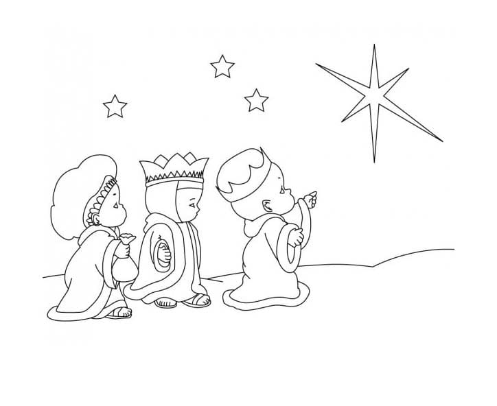 Dibujos de Los Reyes Magos lindo chibi para colorear