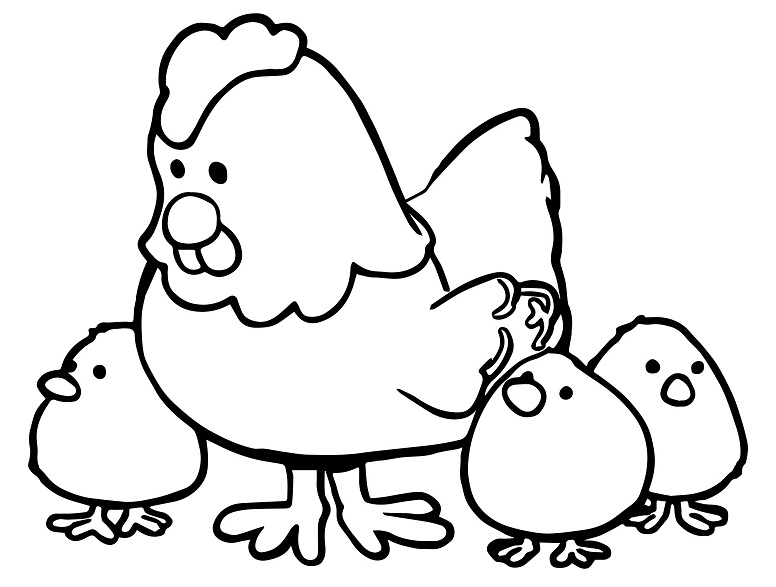 Madre Gallina Con Bebés para colorir