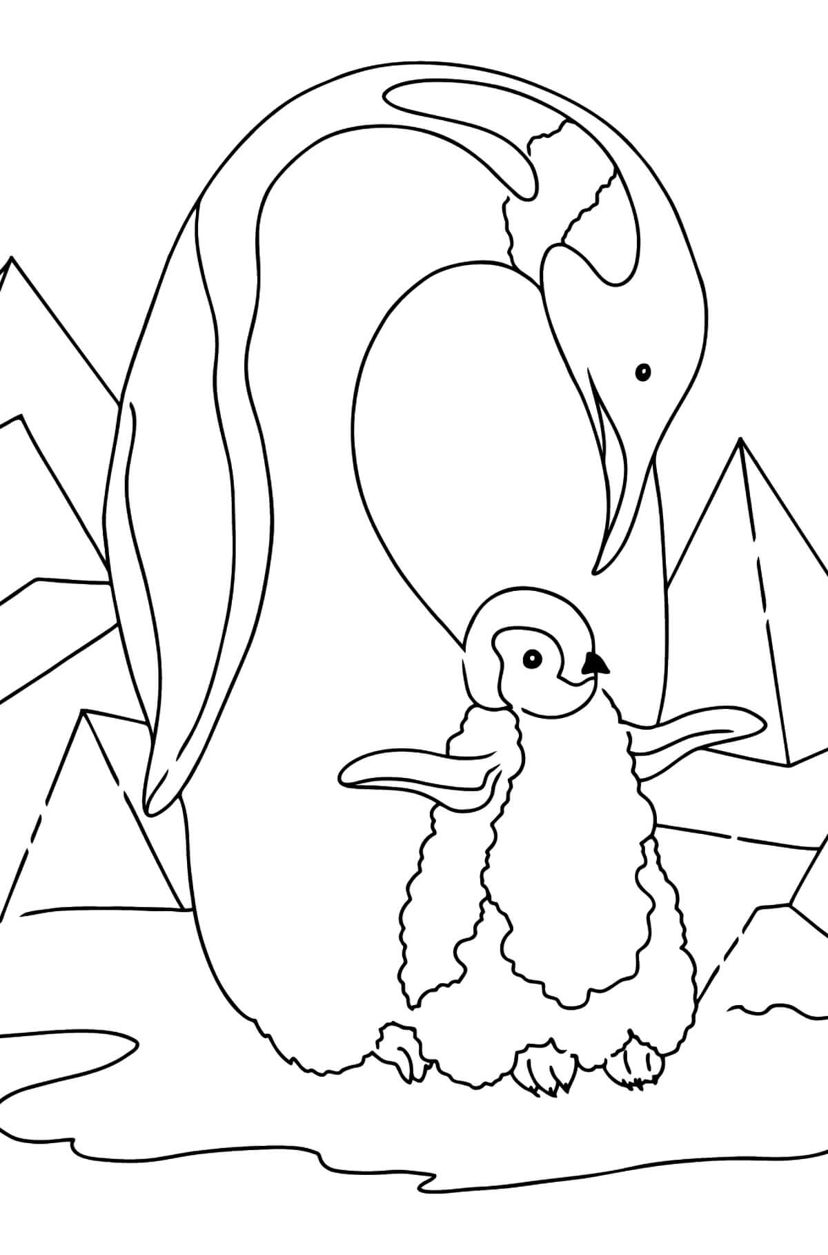 Dibujos de Mamá Pingüina y Bebé Pingüino para colorear
