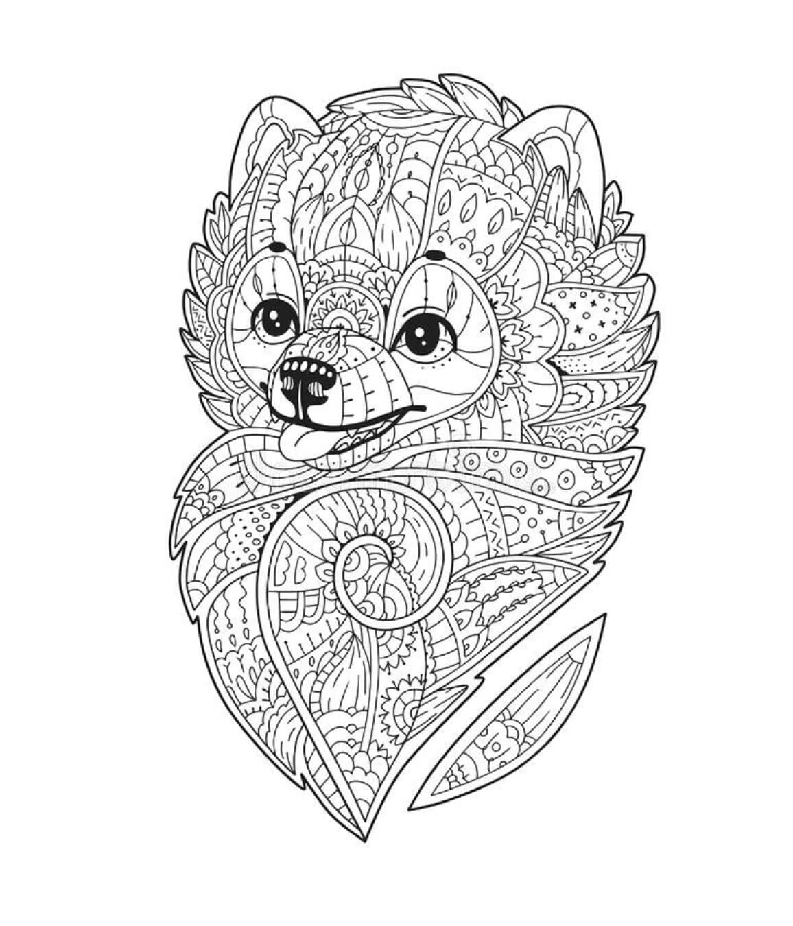 Dibujos de Mandala básica con cara de Perro para colorear
