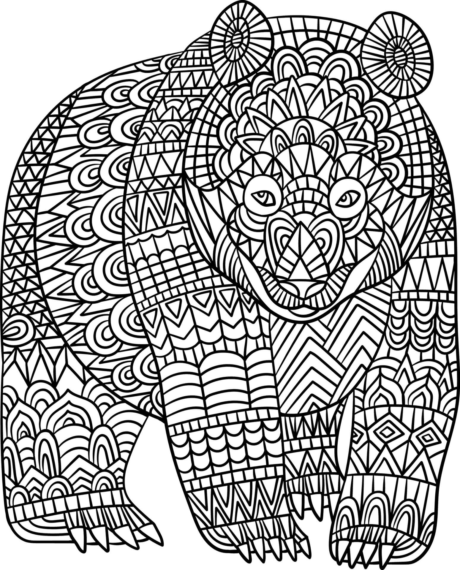 Dibujos de Mandala básico de oso para colorear