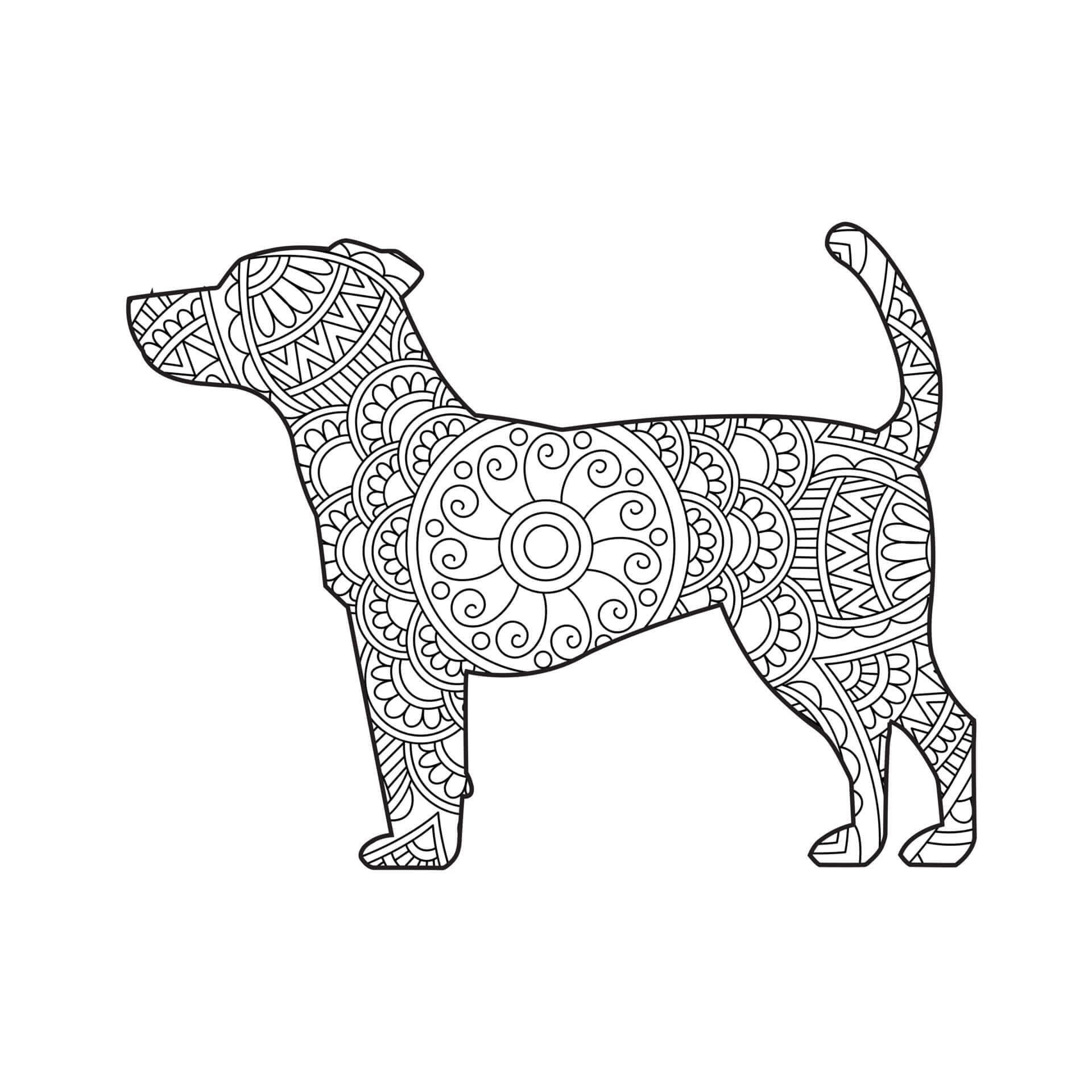 Dibujos de Mandala con diseño de Perro gratis para colorear