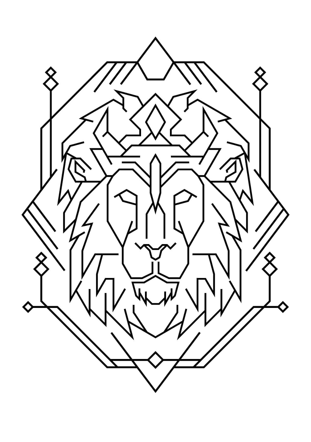 Dibujos de Mandala con el logotipo del Leon para colorear