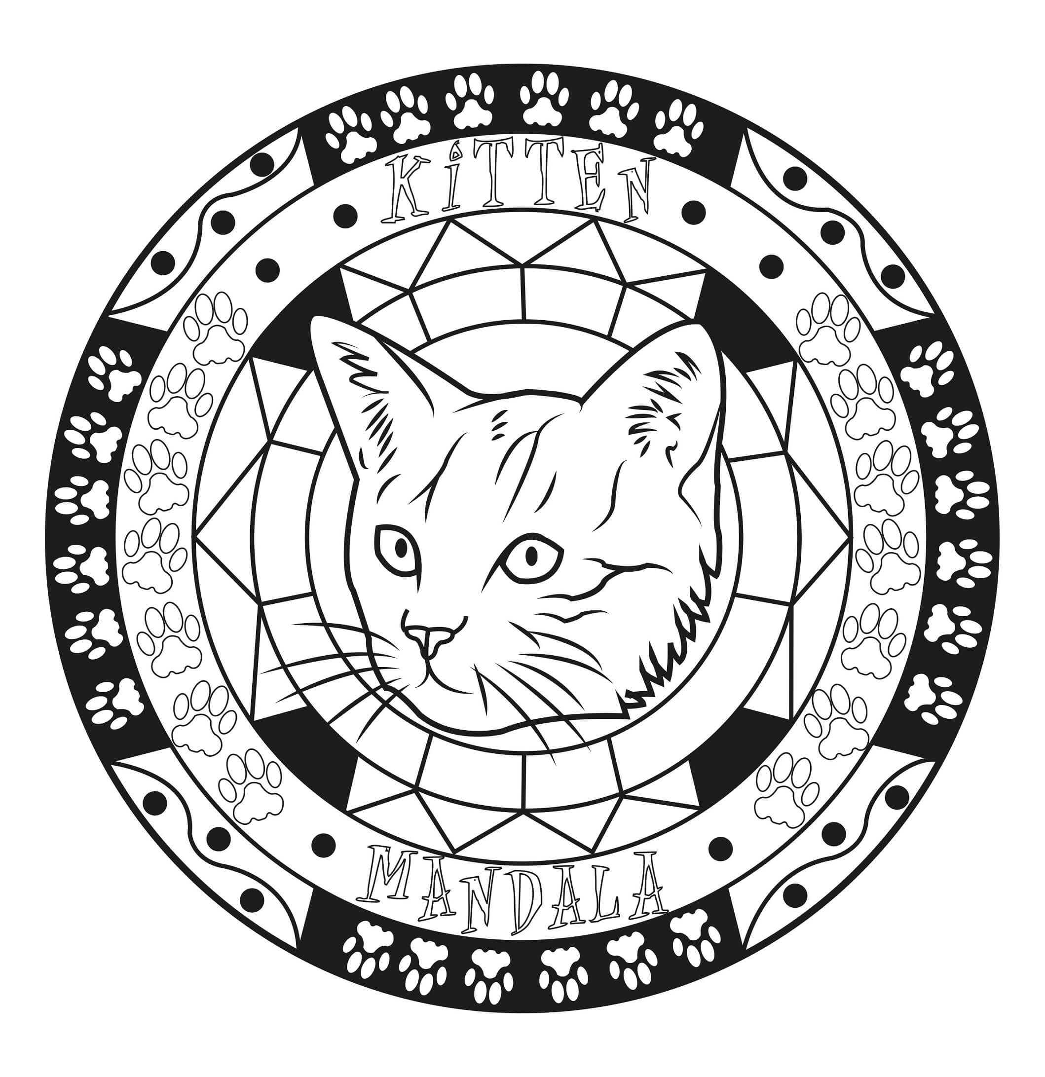 Mandala de cabeza de Gato para colorir