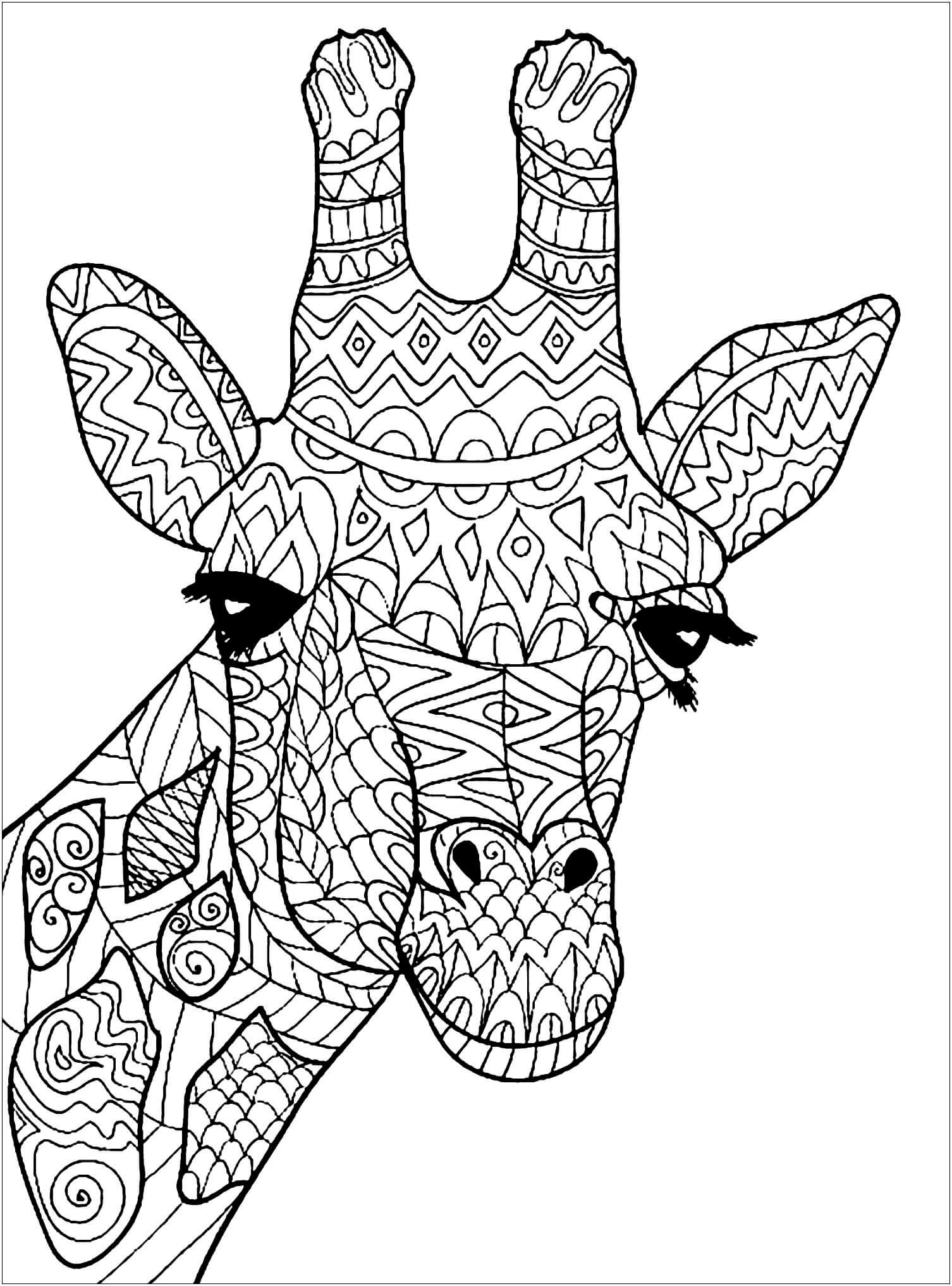 Dibujos de Mandala de Cabeza de Jirafa para colorear