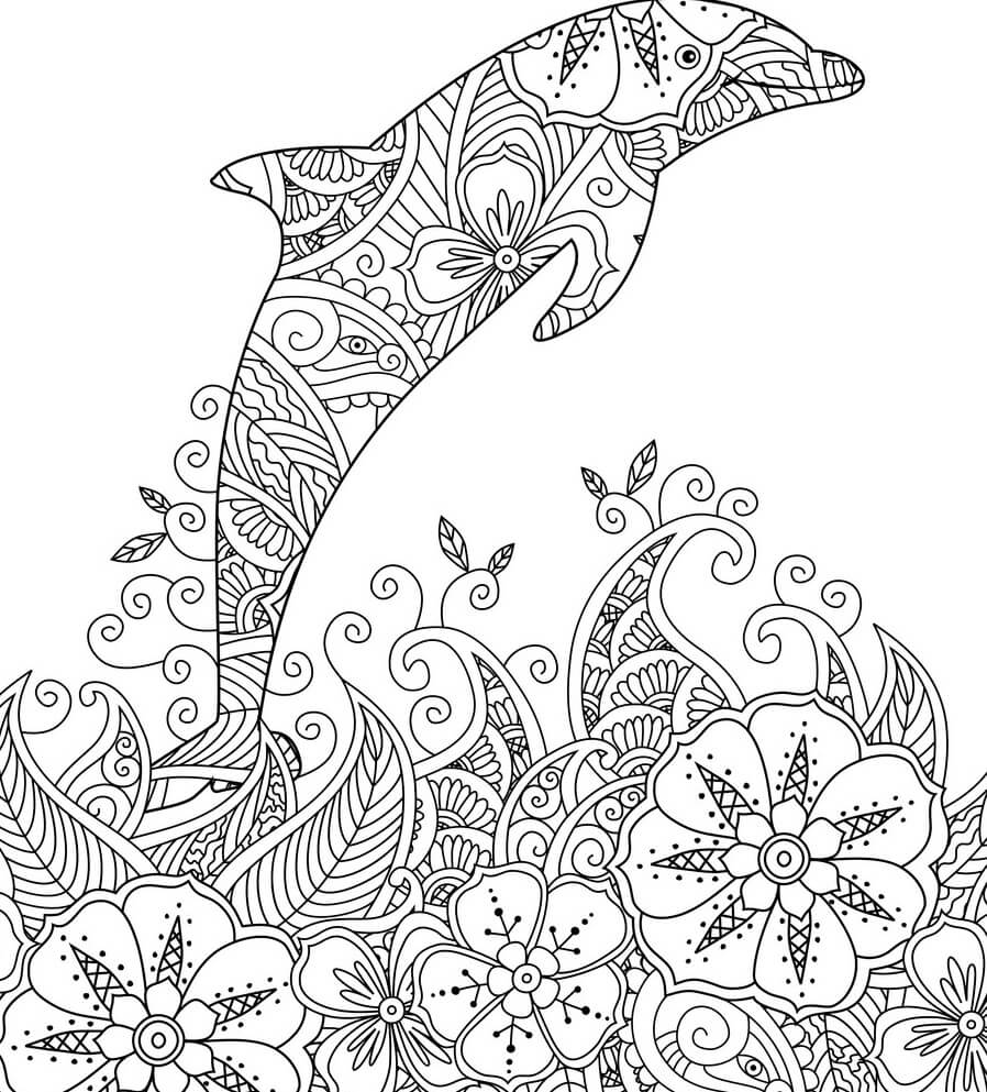 Dibujos de Mandala de Delfines para colorear