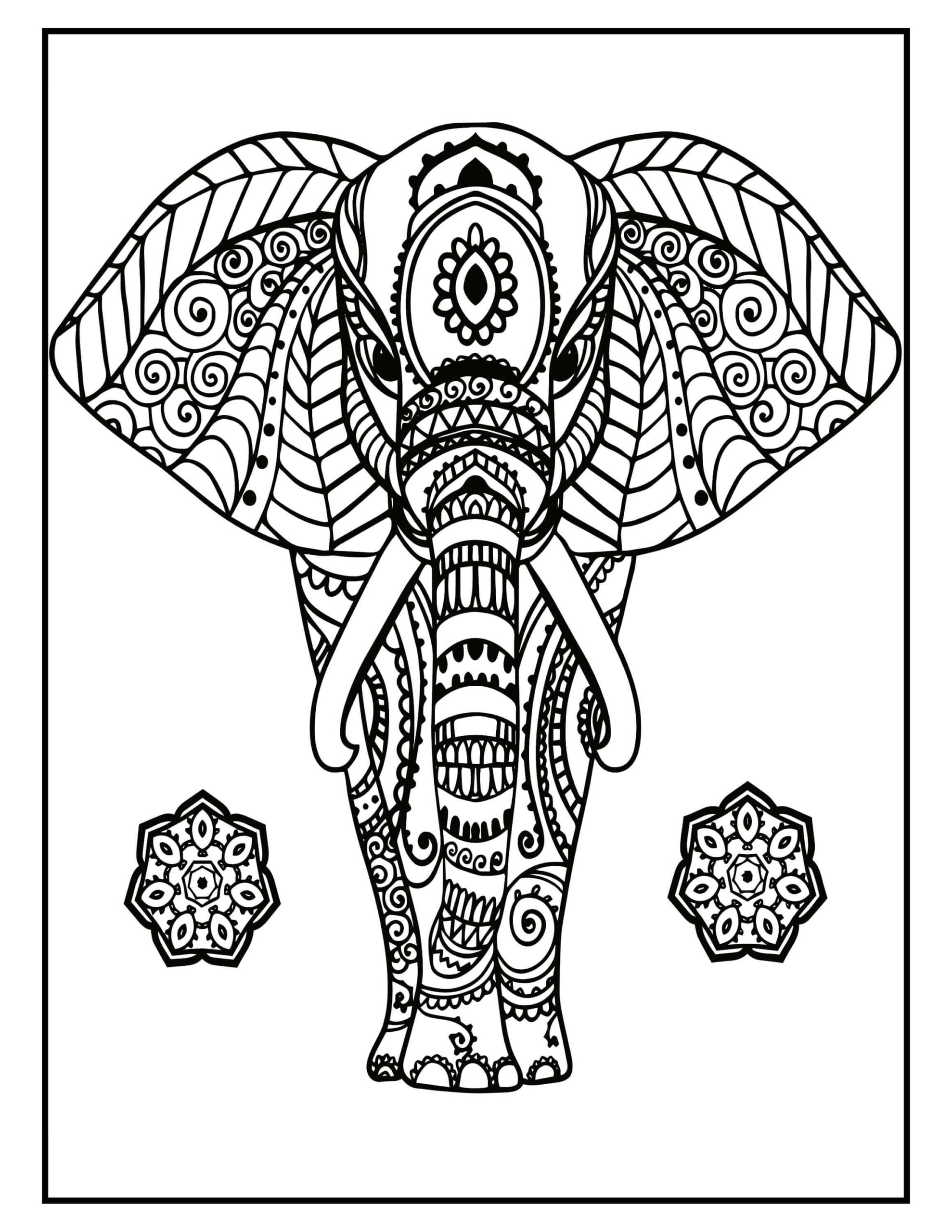 Mandala de Elefante caminando para colorir