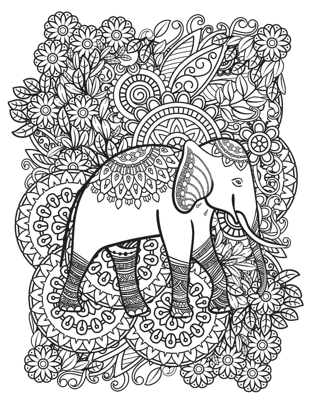 Dibujos de Mandala de Elefante gratis para colorear