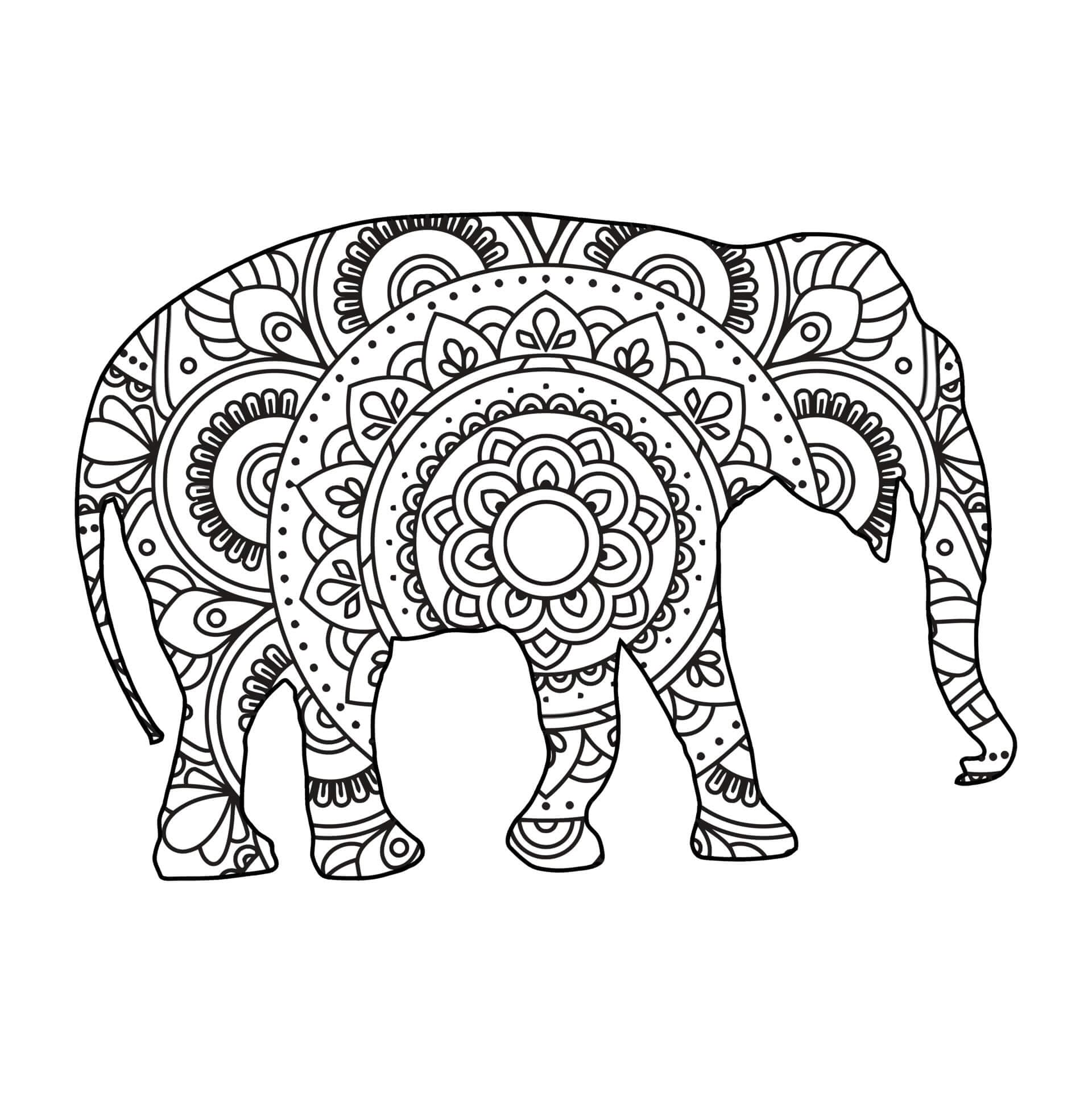 Dibujos de Mandala de Elefante Normal para colorear
