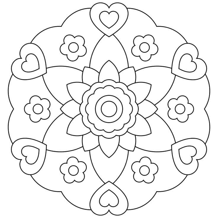 Dibujos de Mandala de flores para colorear