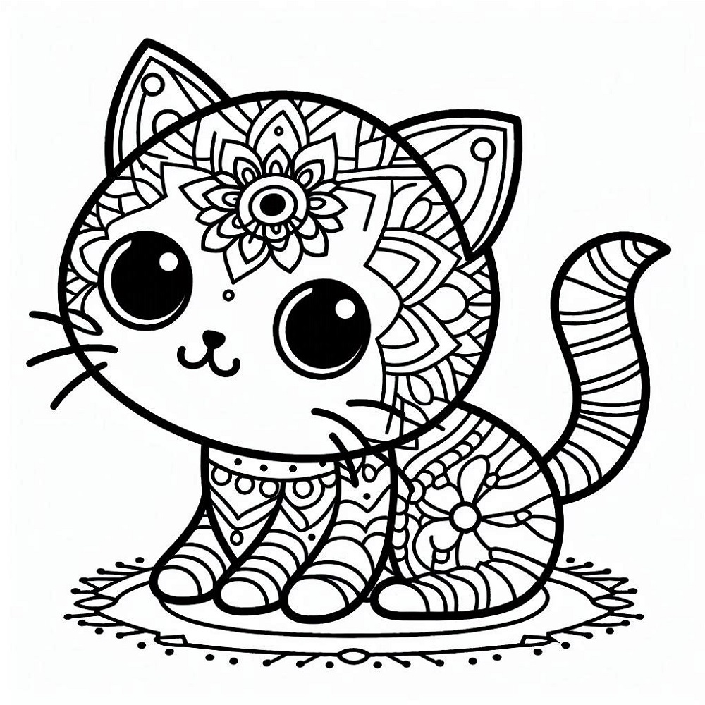 Mandala de Gato Descarga gratuita para colorir
