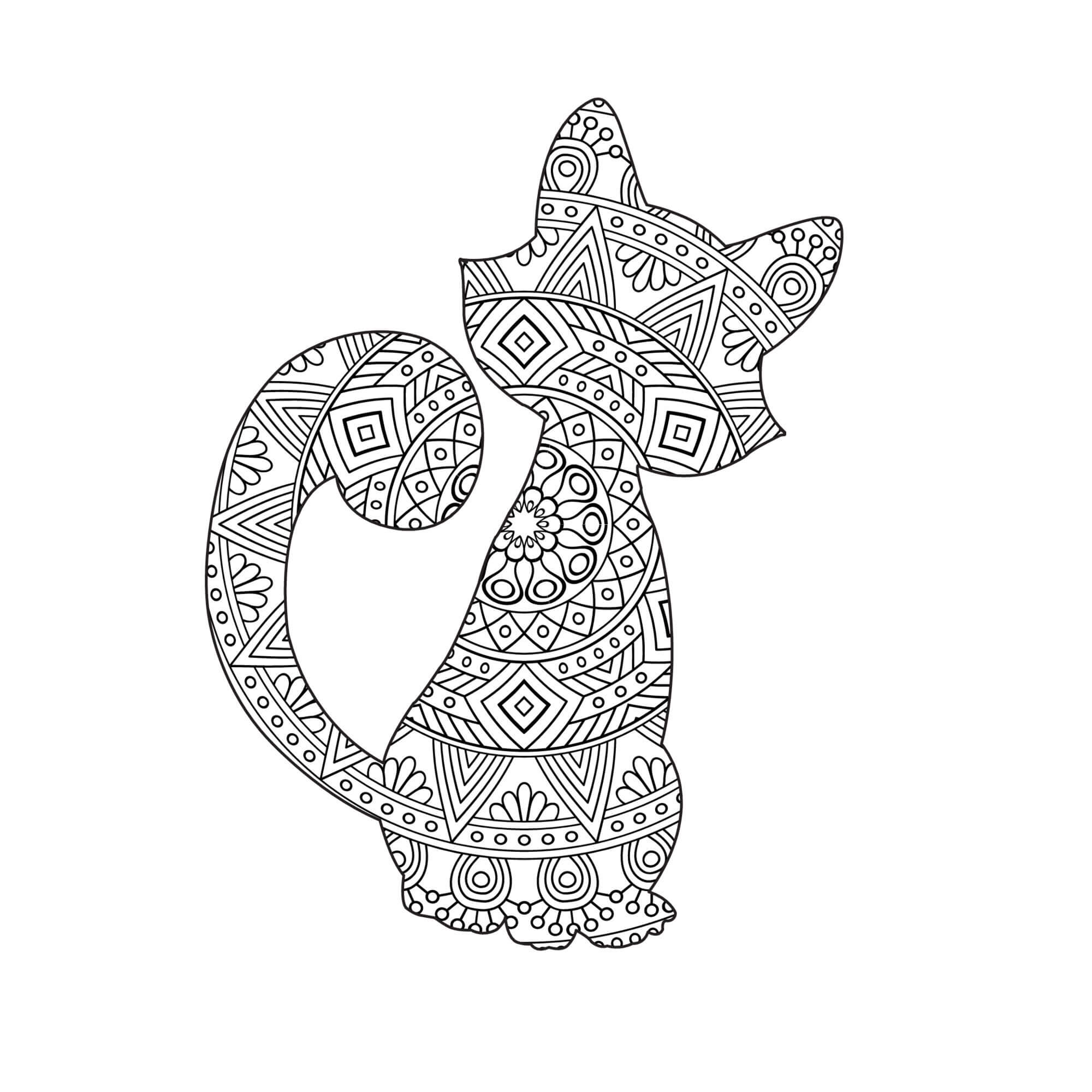 Mandala de Gato gratis para colorir