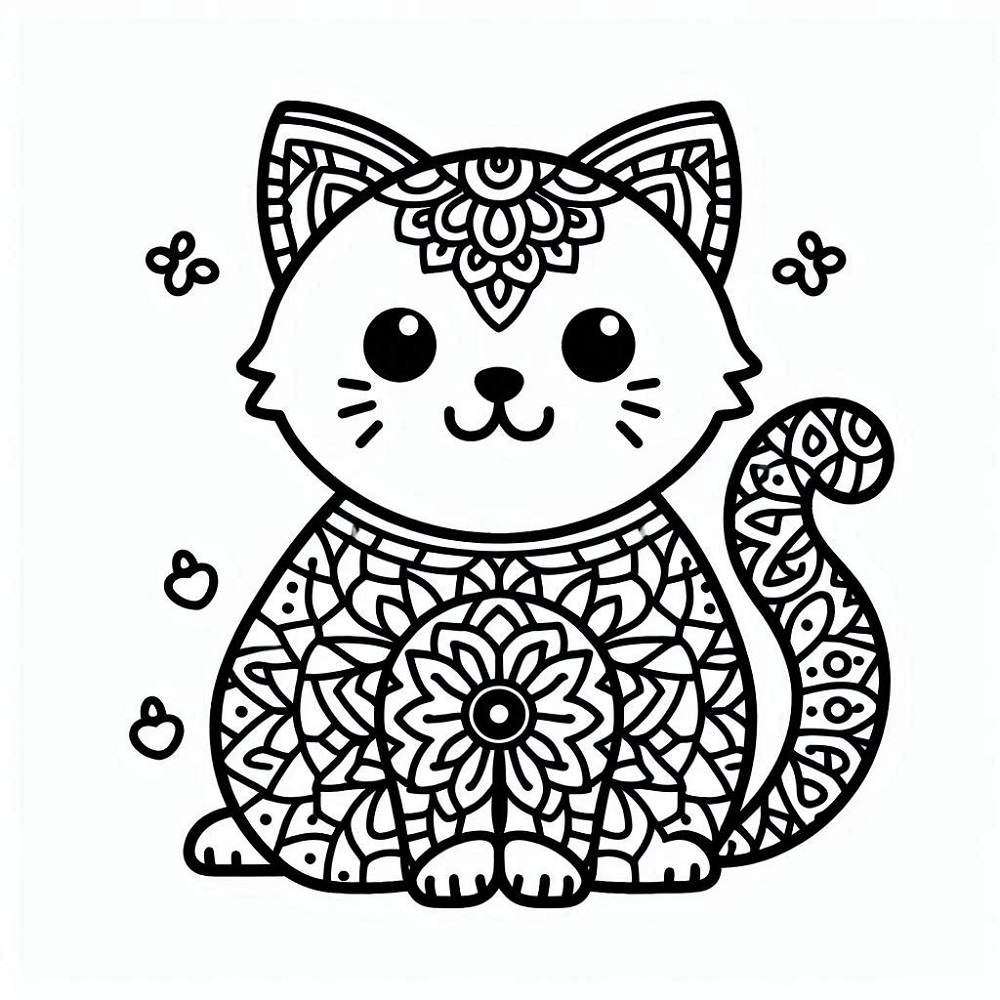 Mandala de gato muy asombroso para colorir