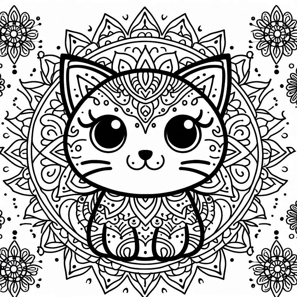 Mandala de gato muy Sencilla para colorir