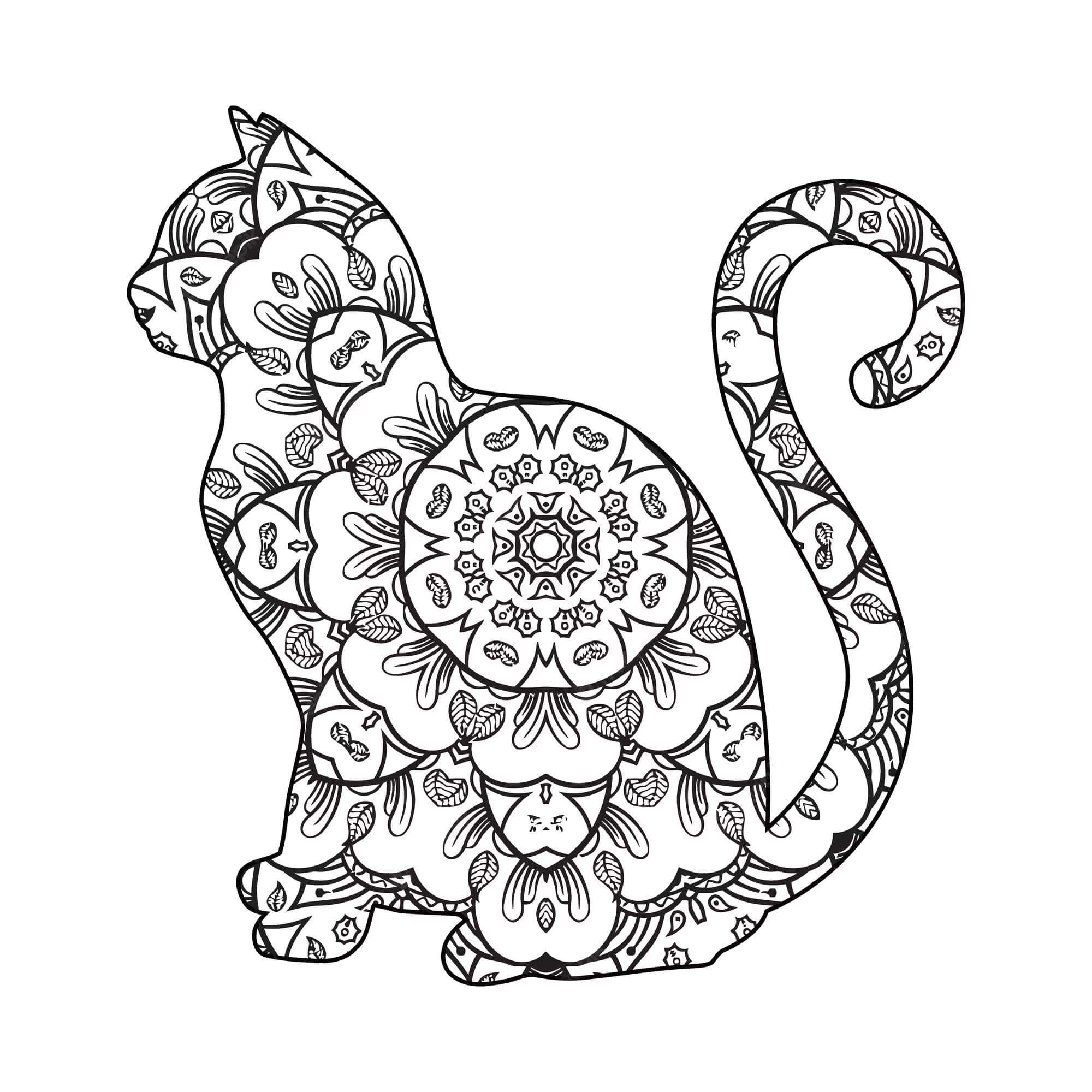 Mandala de Gato normal para colorir
