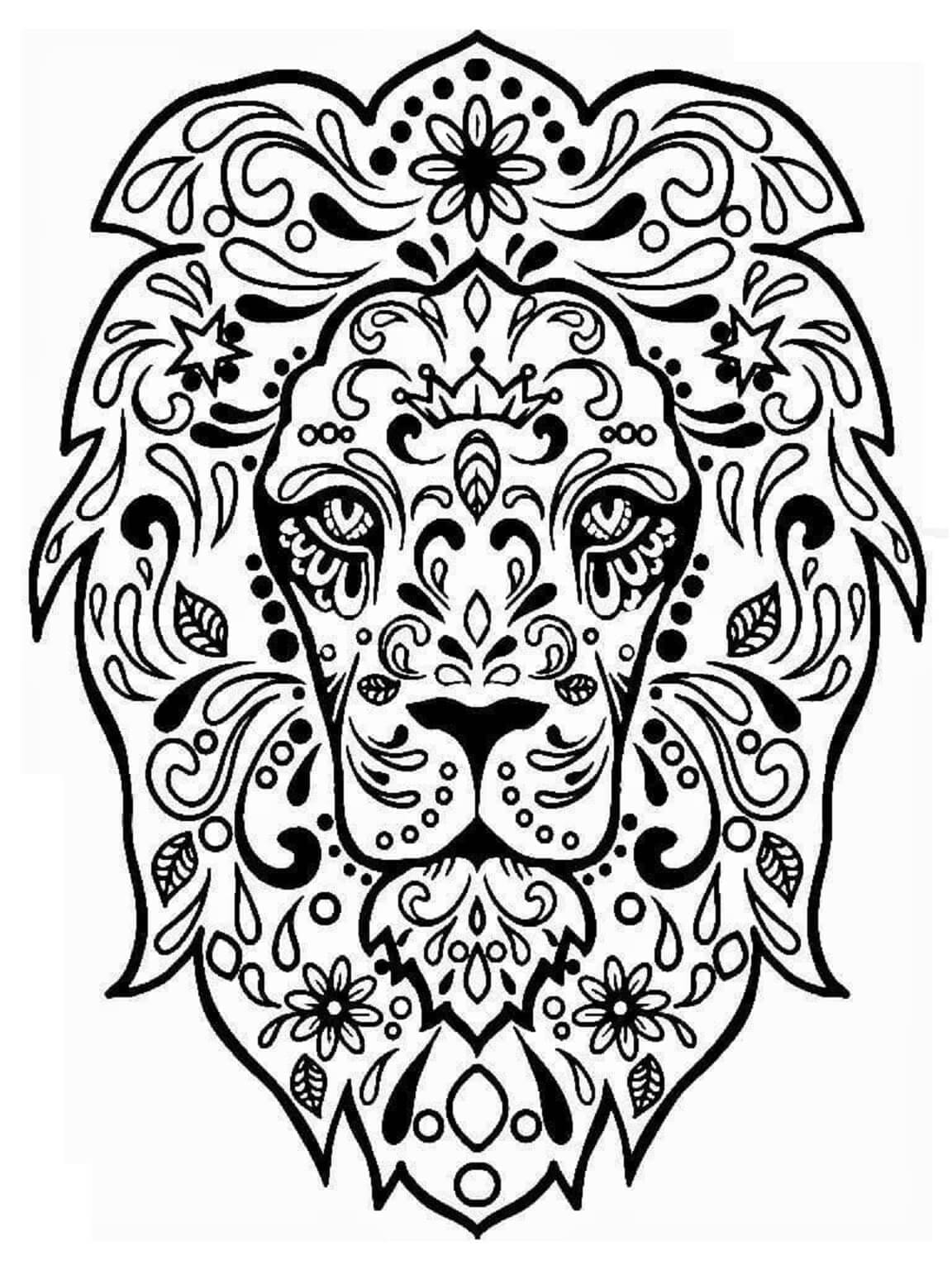 Mandala de Leon simple para colorir