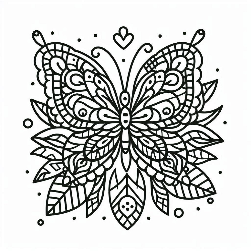 Mandala de Mariposas básica para colorir