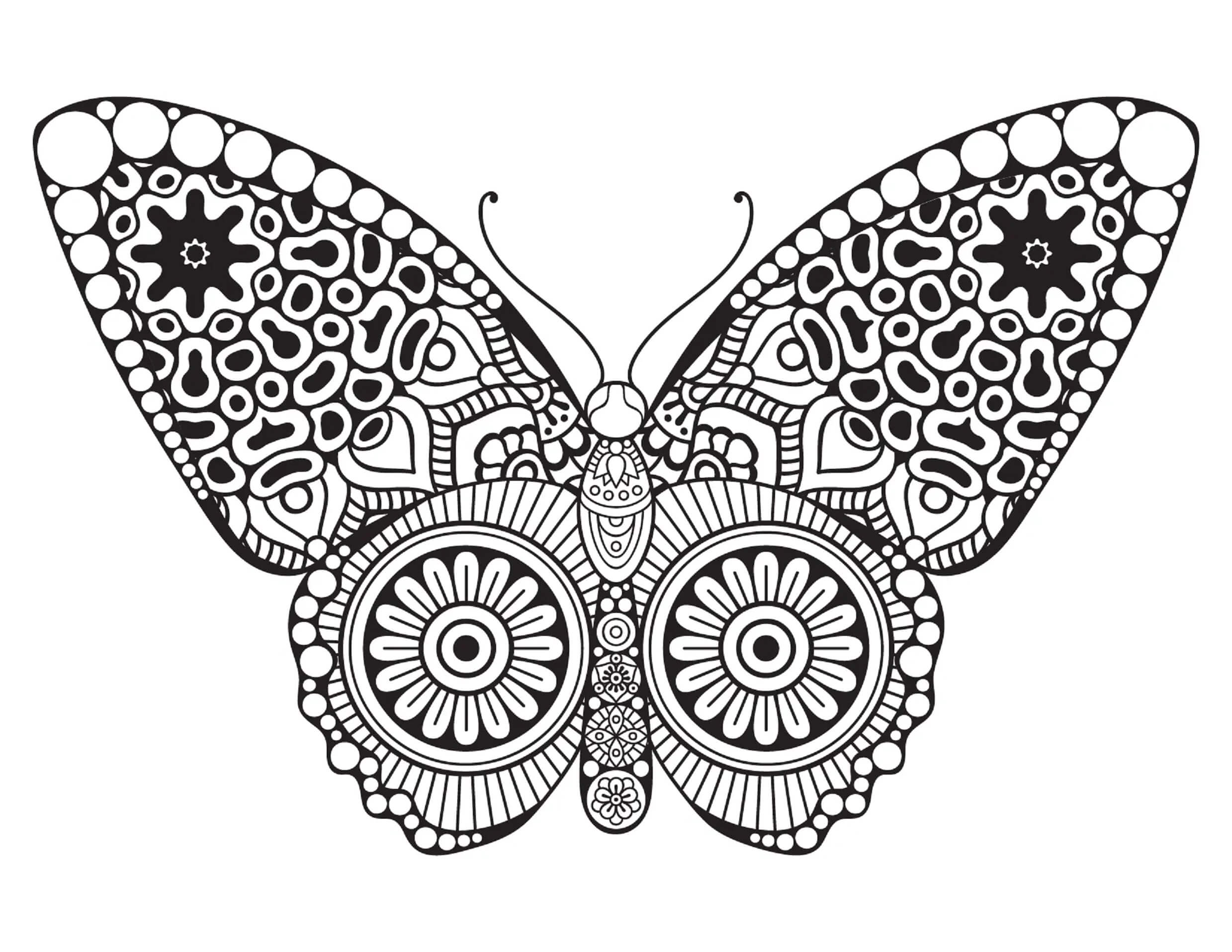 Dibujos de Mandala de Mariposas normal para colorear