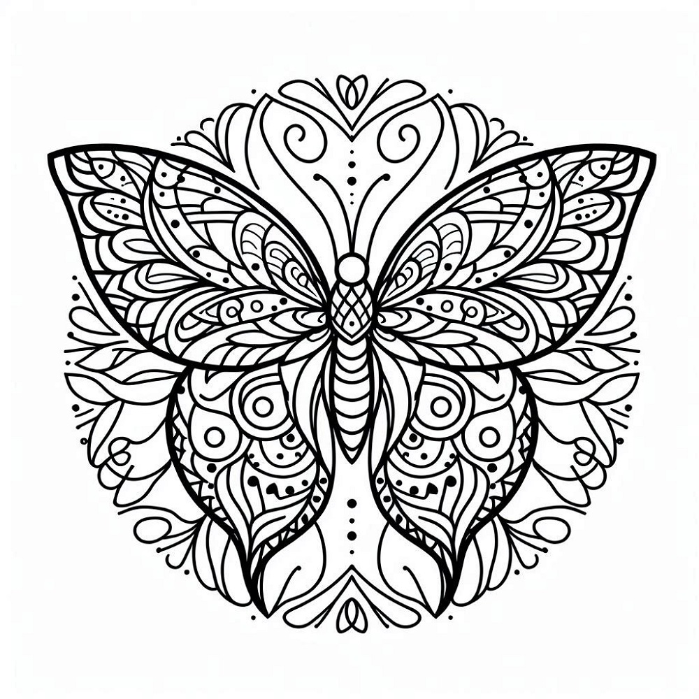 Dibujos de Mandala de Mariposas para imprimir gratis para colorear