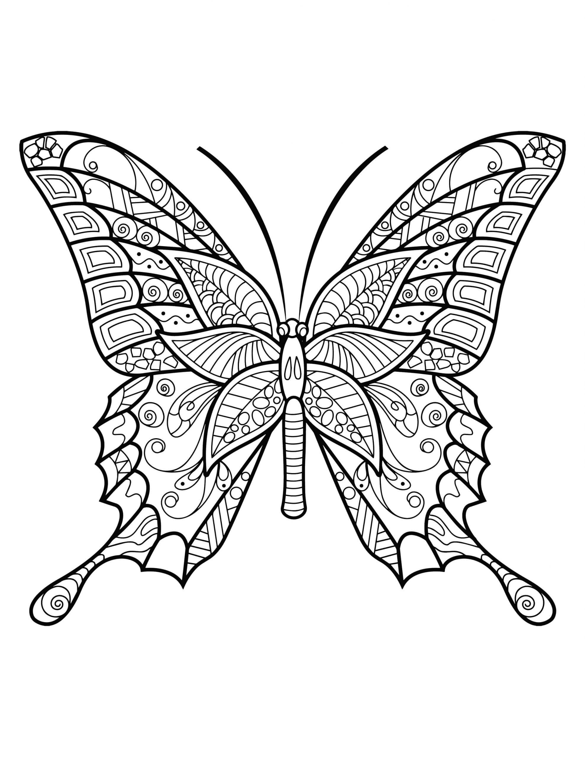 Dibujos de Mandala de Mariposas sencilla para colorear
