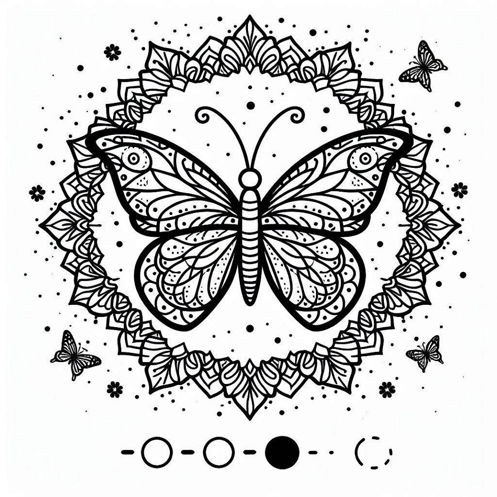 Dibujos de Mandala de Mariposas simple para colorear