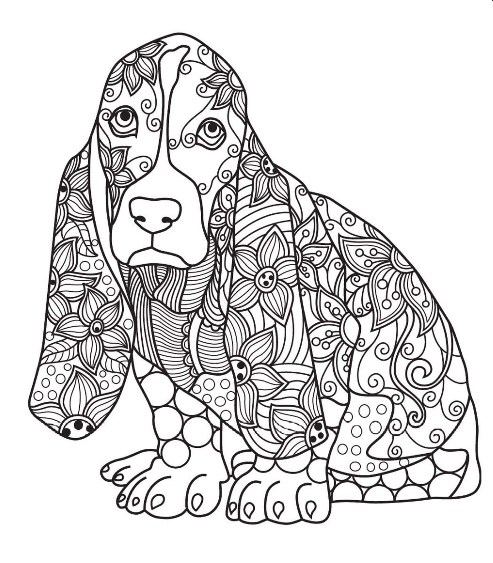 Dibujos de Mandala de Perro divertido para colorear