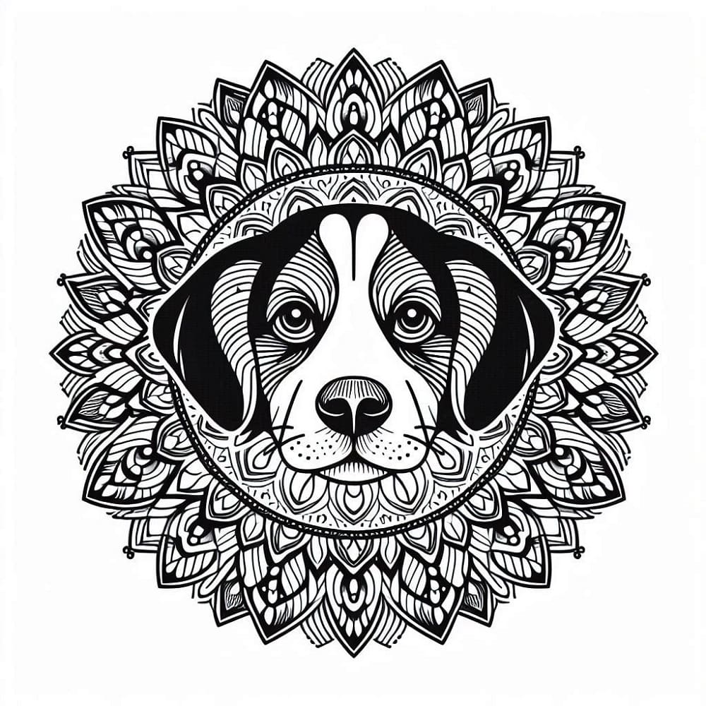 Dibujos de Mandala de perro Foto gratis para colorear