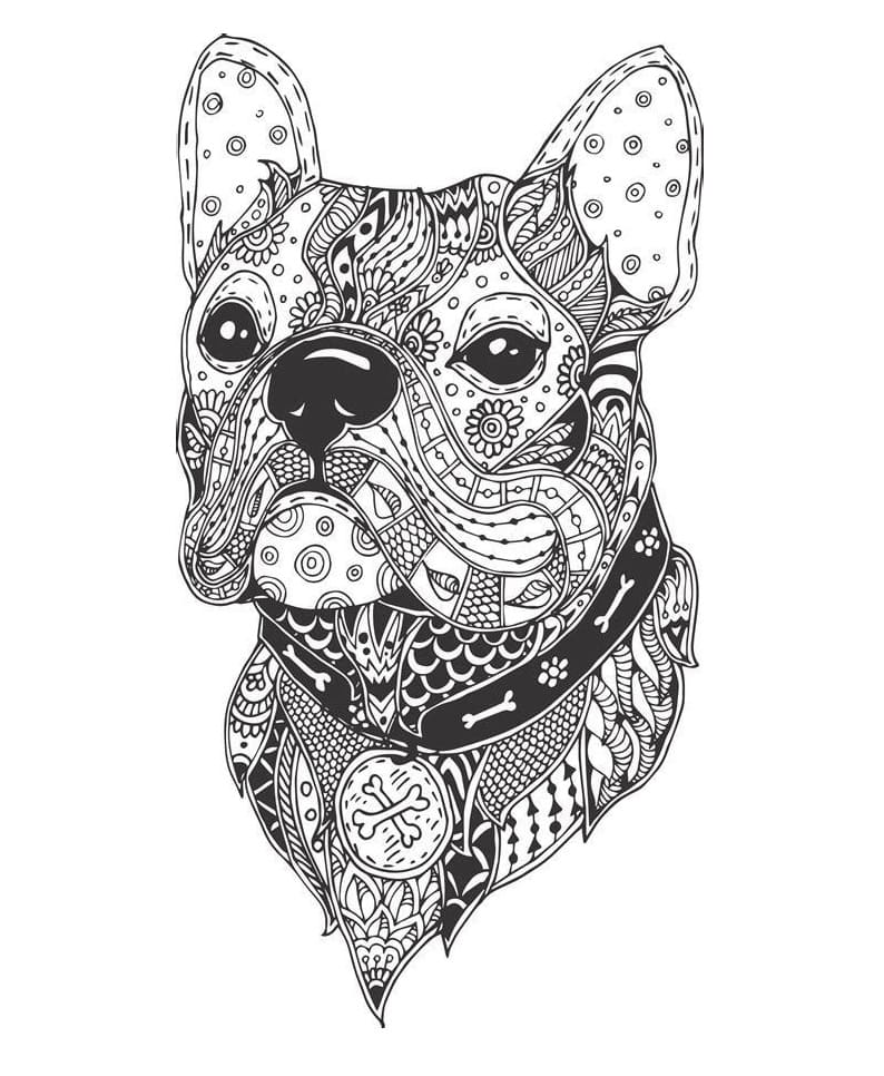 Dibujos de Mandala de perro normal para colorear