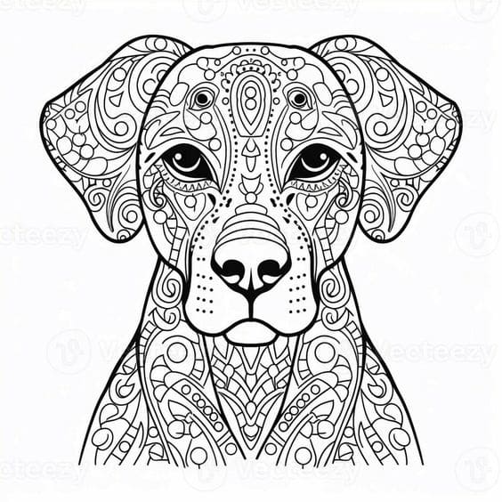 Dibujos de Mandala de Perro Sencillo para colorear
