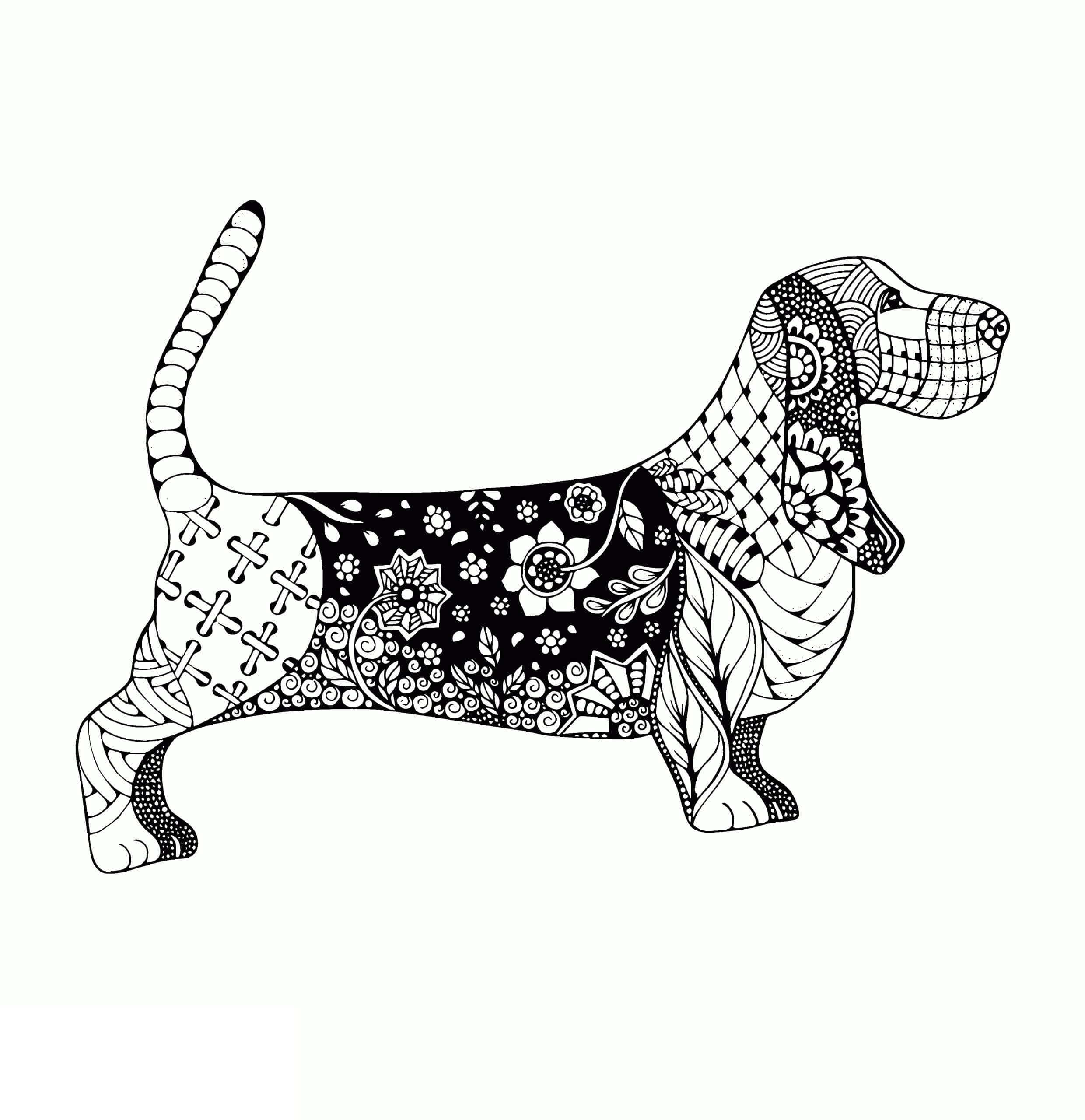 Dibujos de Mandala de Perro tejón para colorear